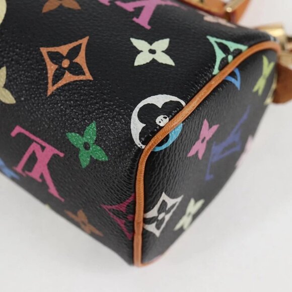 LOUIS VUITTON Monogram Multicolor Mini Speedy Bag Black M92644 LV Auth 117106AM - Picture 4 of 16